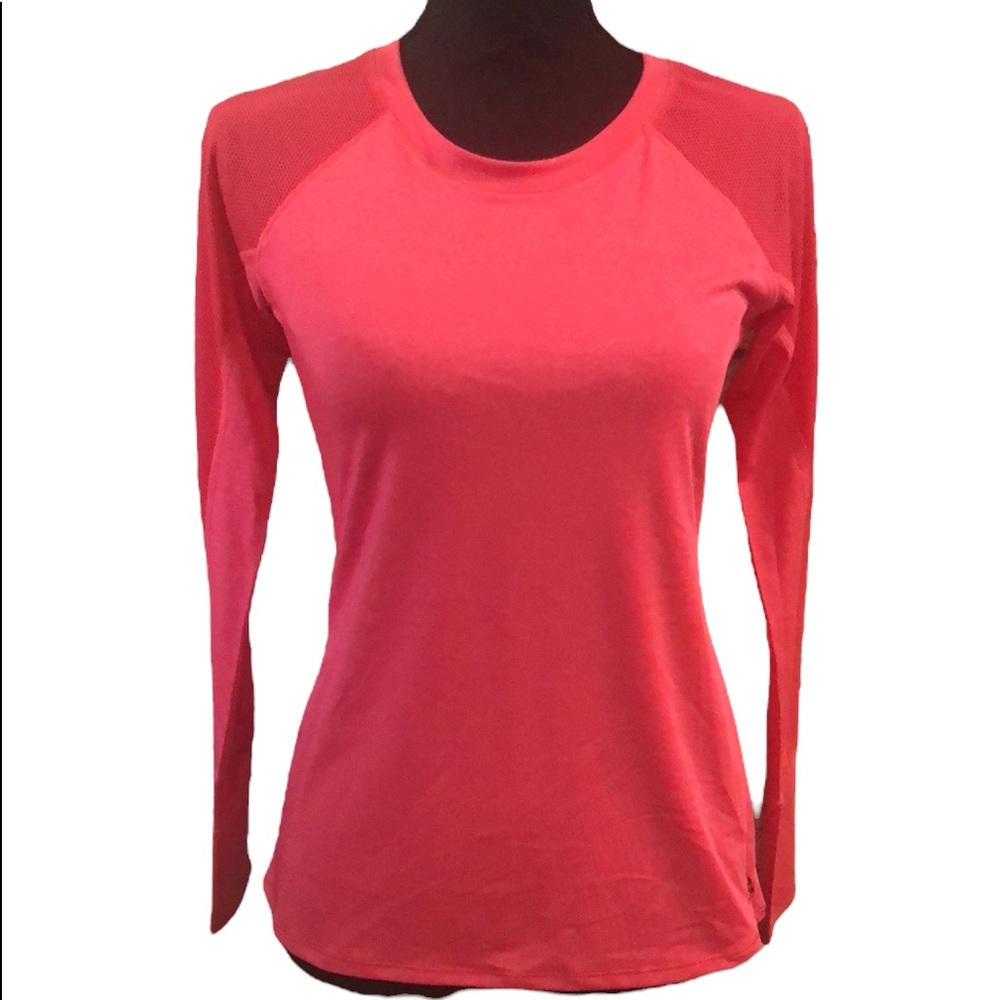 REEBOK WOMENS LONG SLEEVE TOP REDDISH PINK SIZE XS